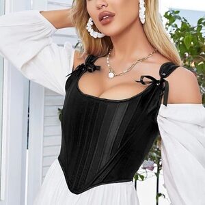 Black Silky Corset with Side Zipper